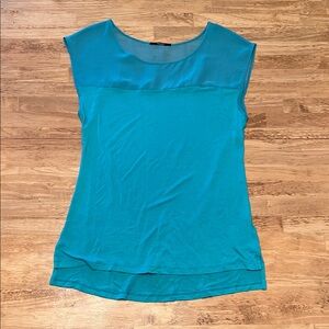 Tahari Teal Cap Sleeve Y2K Top